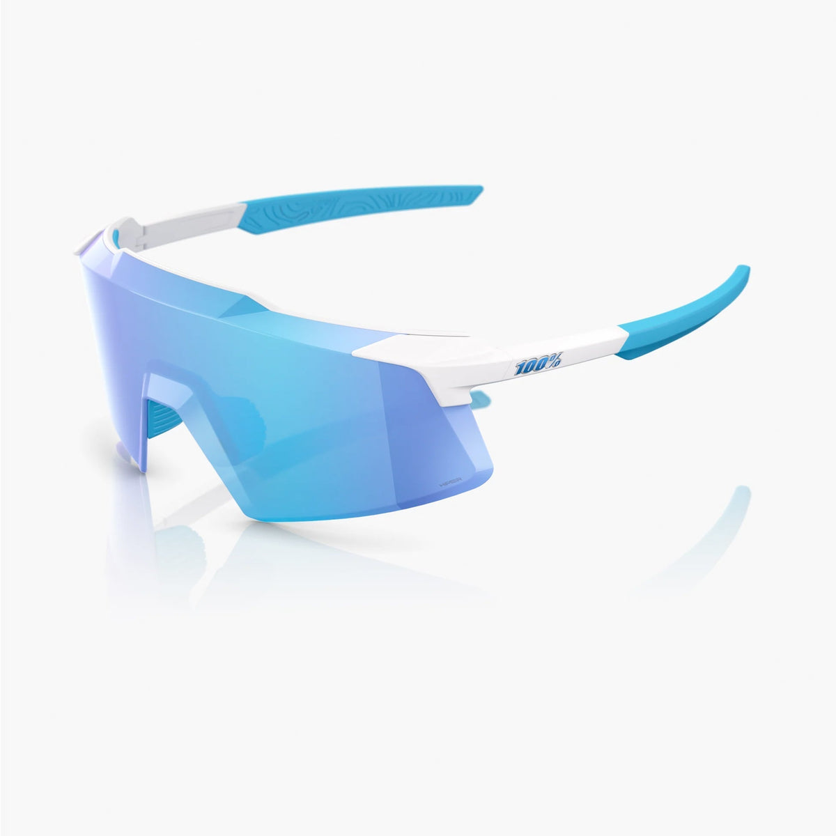 100 brille rennrad 100% Aerocraft / Matte White HiPER Blue Multilayer Mirror – Sportbrillen /  die-Sportbrillen-Shop.de