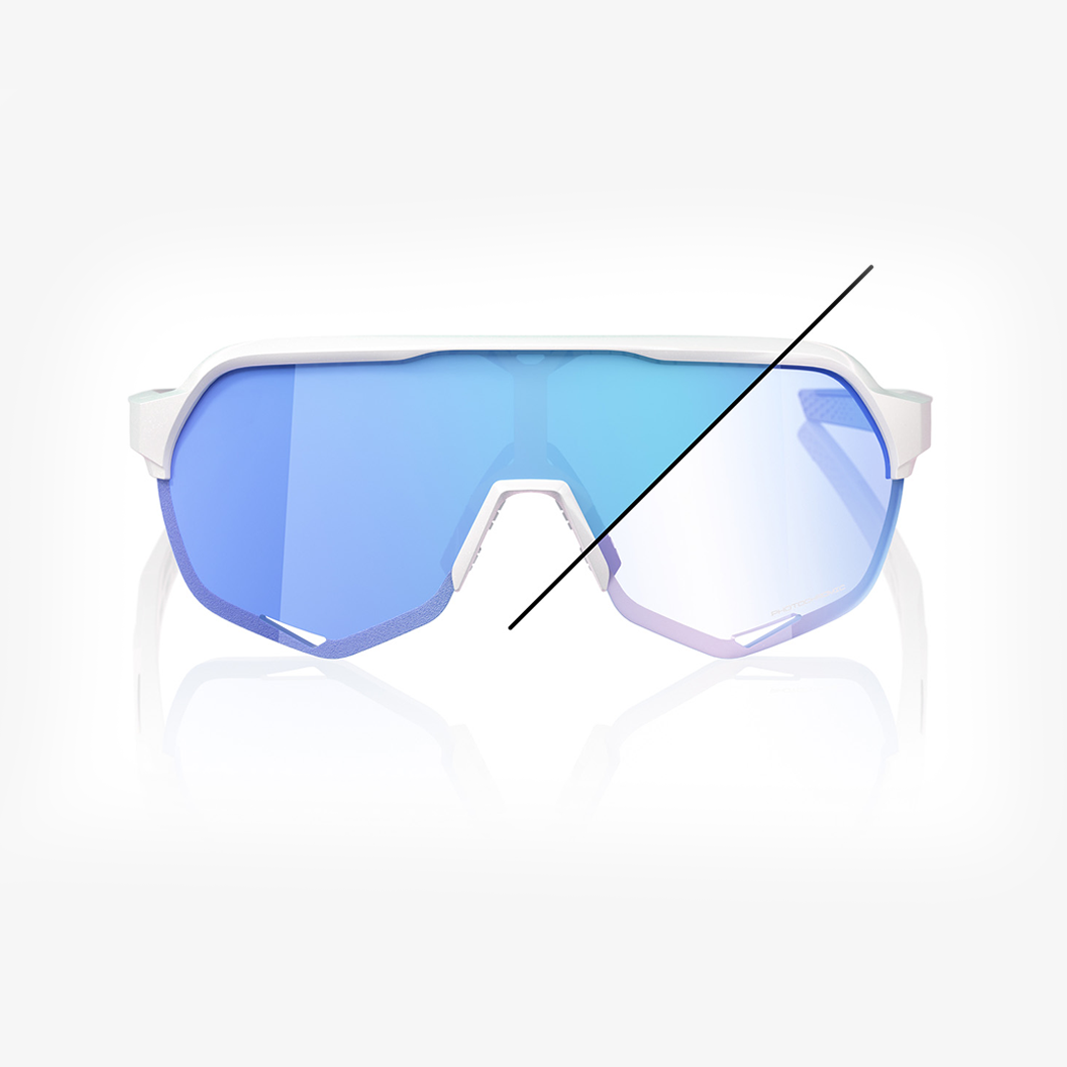 100% S2 / Bastille LE Pearl White Glitter - Blue Mirror Photochromic Lens face