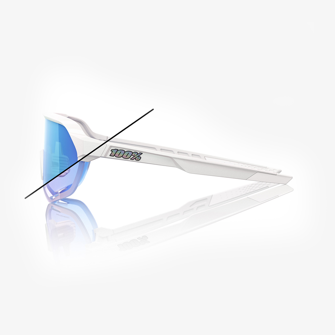 100% S2 / Bastille LE Pearl White Glitter - Blue Mirror Photochromic Lens side