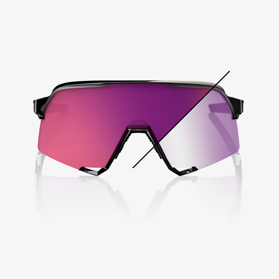 100% S3 / Gloss Black- Kilian Bron LE - Purple Flash Mirror Photochromic Lens face