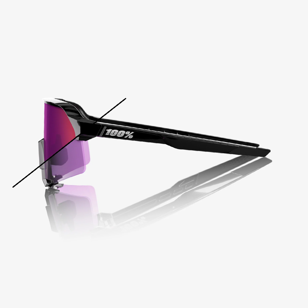 100% S3 / Gloss Black- Kilian Bron LE - Purple Flash Mirror Photochromic Lens side