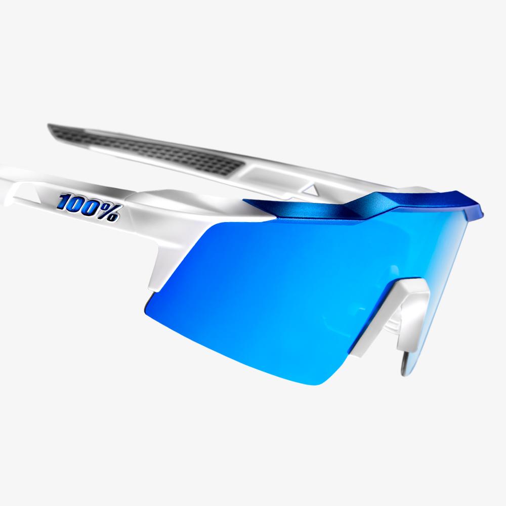 100% Speedcraft SL / Matte White - Metallic Blue HiPER Blue Multilayer Mirror style
